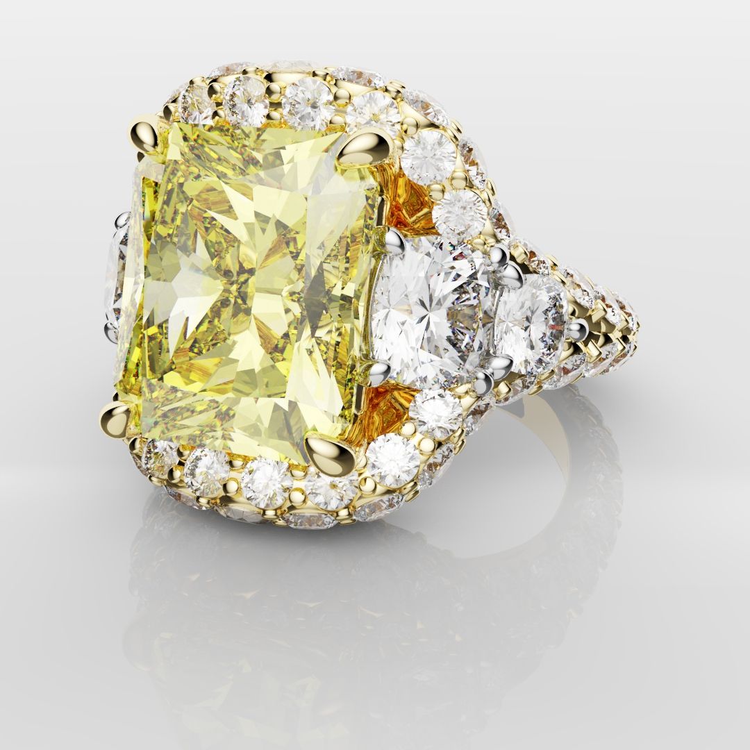 Fancy Intense Yellow Radiant Cut Diamond Ring