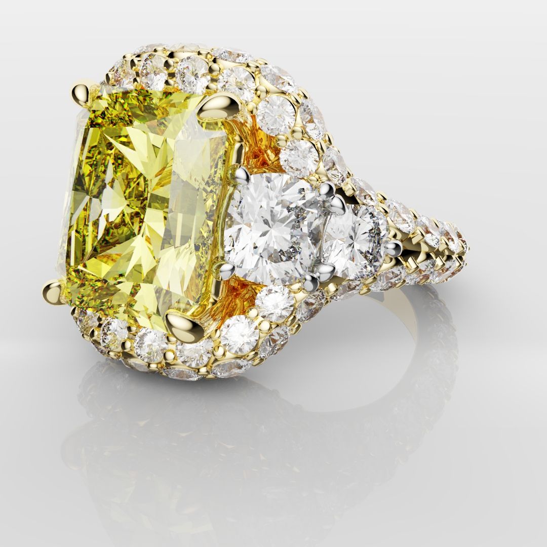 Fancy Intense Yellow Radiant Cut Diamond Ring