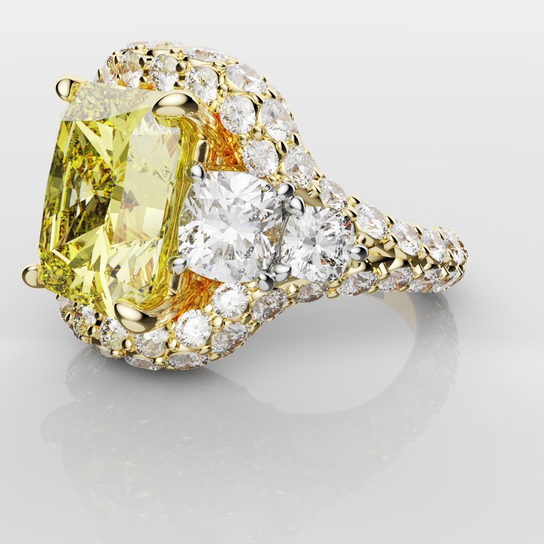 Fancy Intense Yellow Radiant Cut Diamond Ring