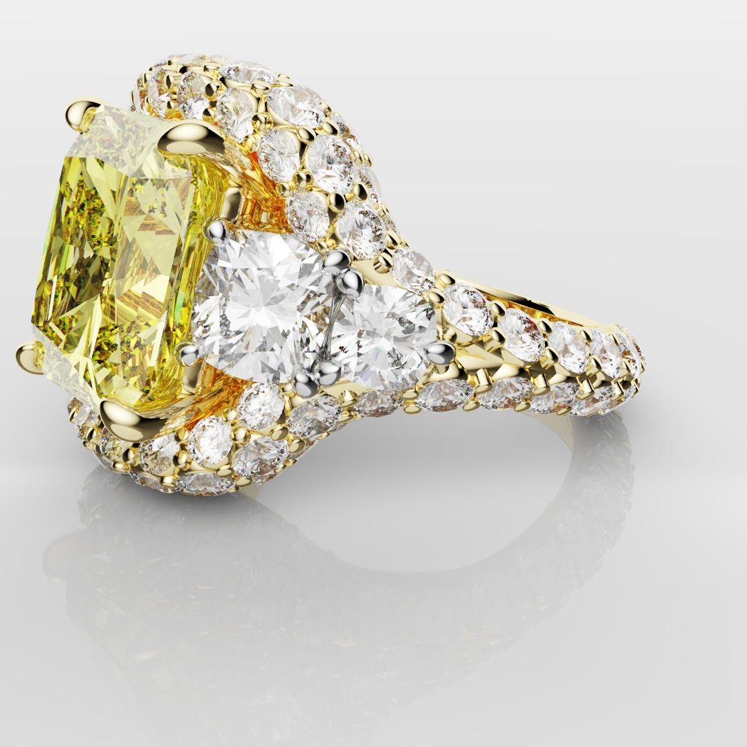 Fancy Intense Yellow Radiant Cut Diamond Ring