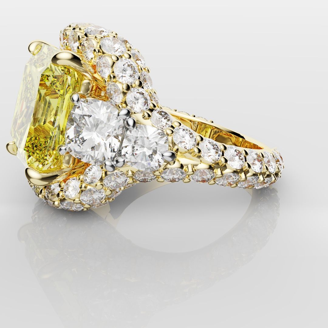 Fancy Intense Yellow Radiant Cut Diamond Ring