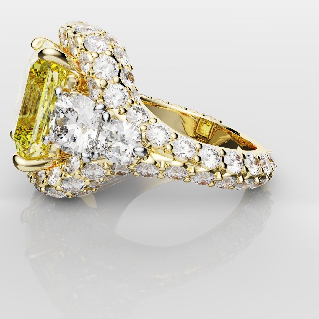 Fancy Intense Yellow Radiant Cut Diamond Ring