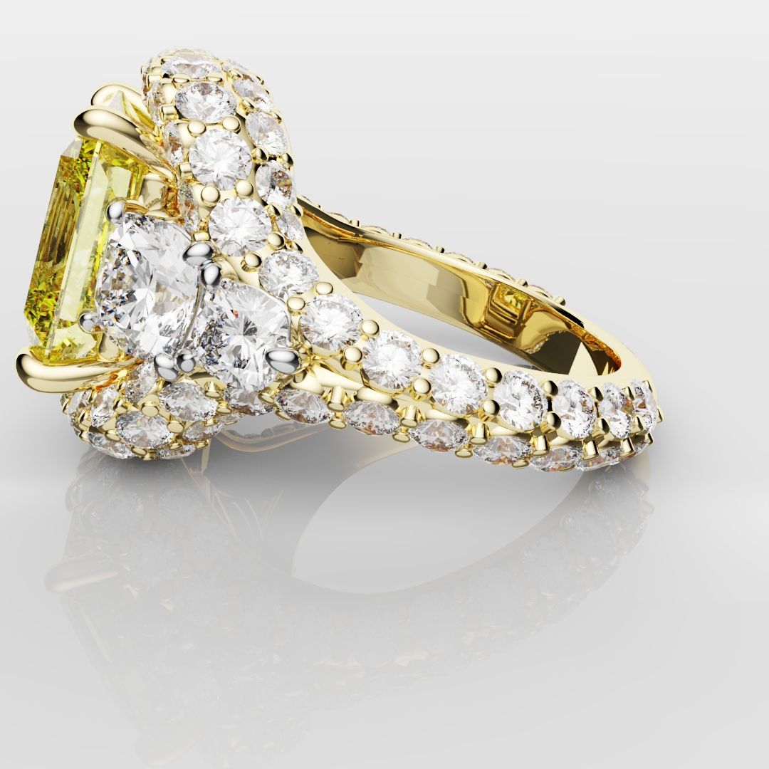 Fancy Intense Yellow Radiant Cut Diamond Ring