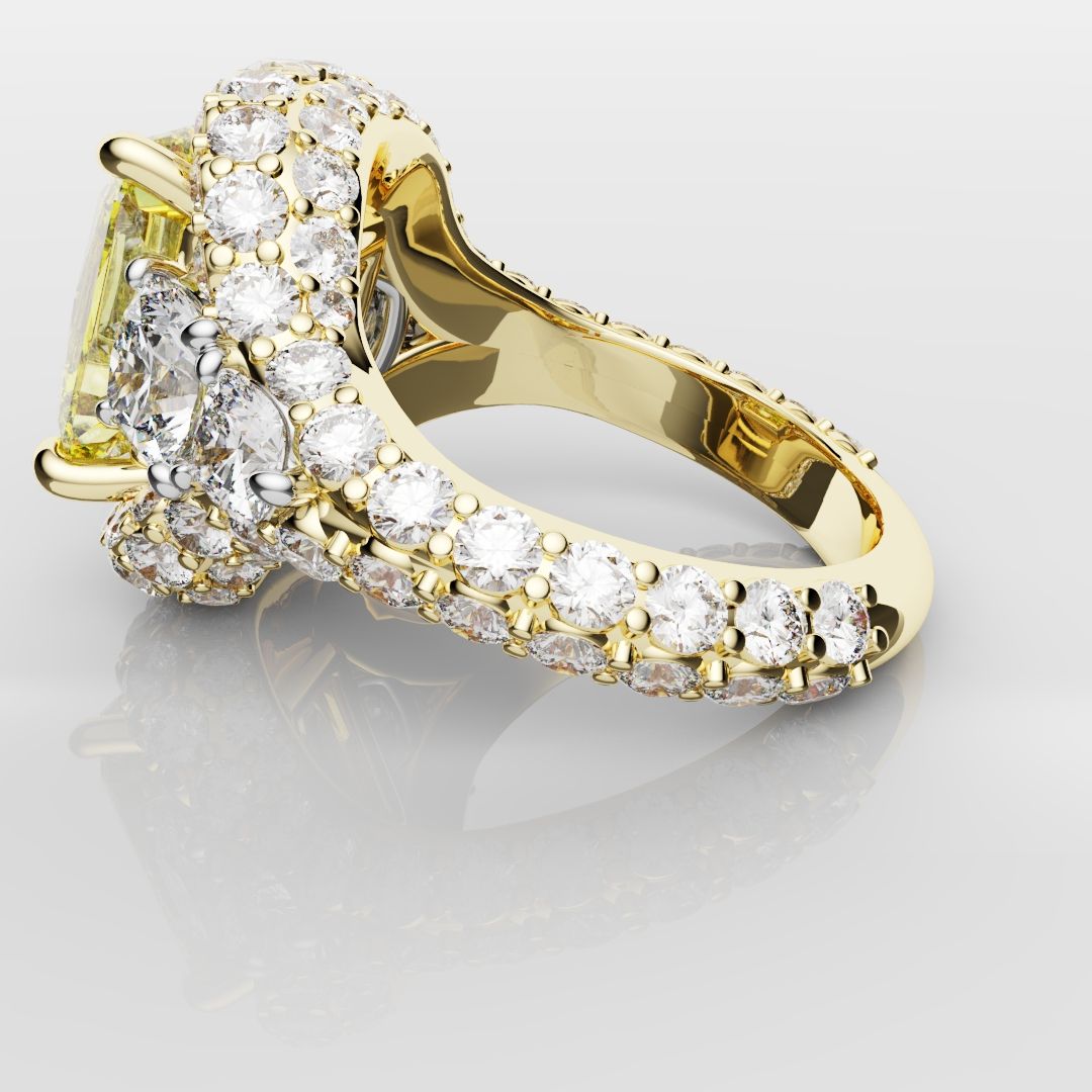 Fancy Intense Yellow Radiant Cut Diamond Ring