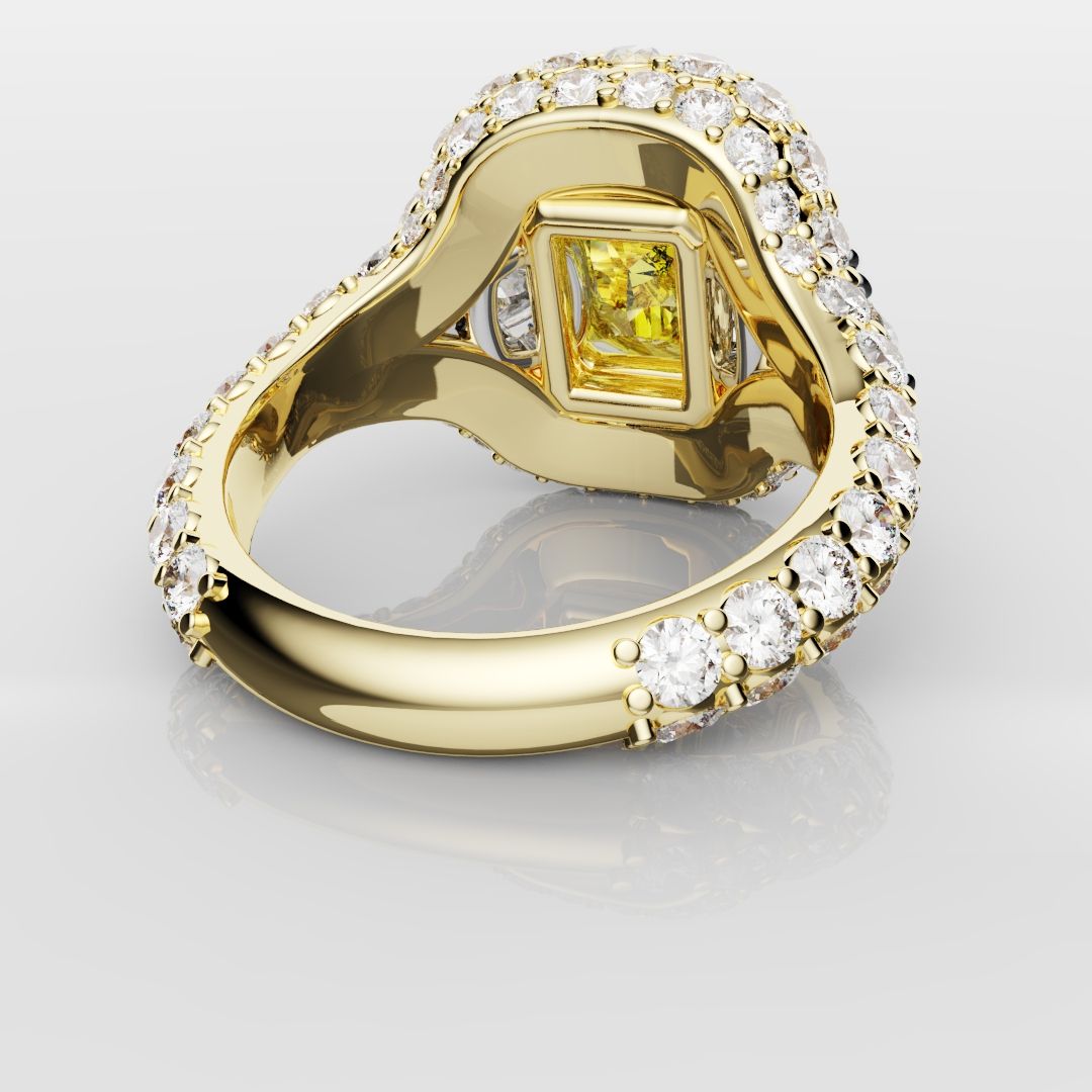 Fancy Intense Yellow Radiant Cut Diamond Ring