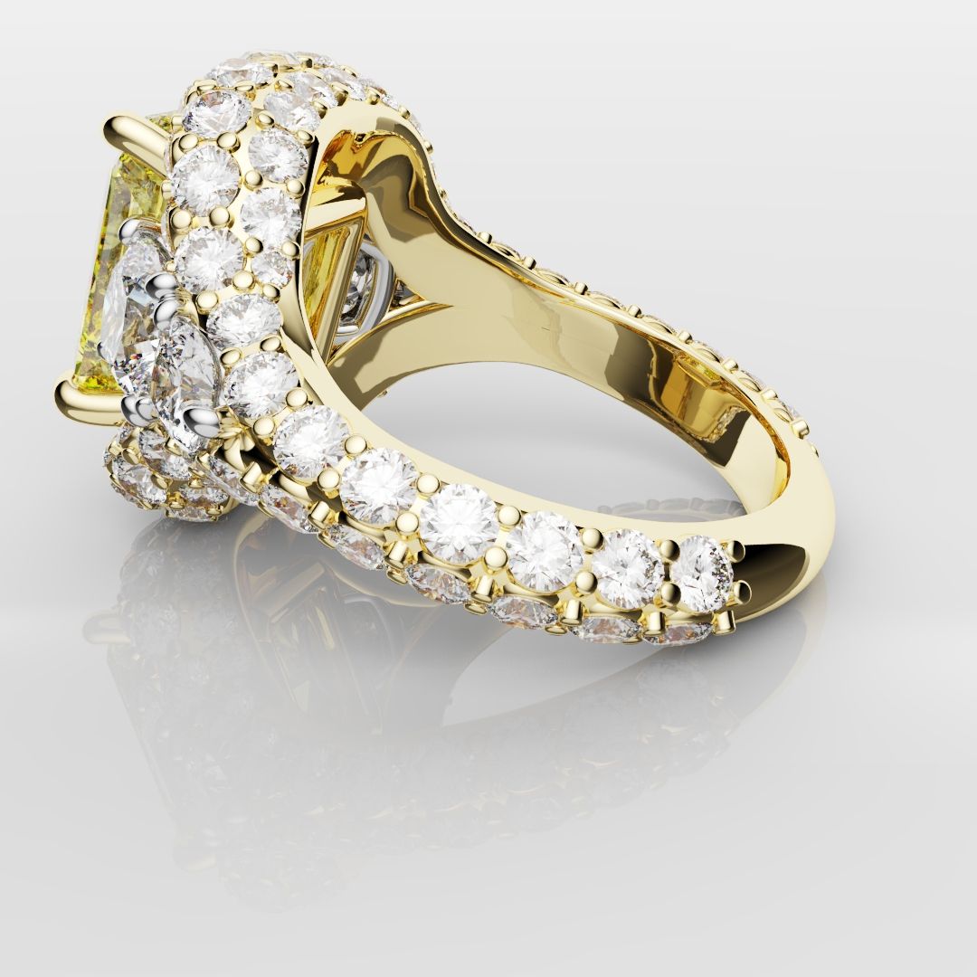Fancy Intense Yellow Radiant Cut Diamond Ring