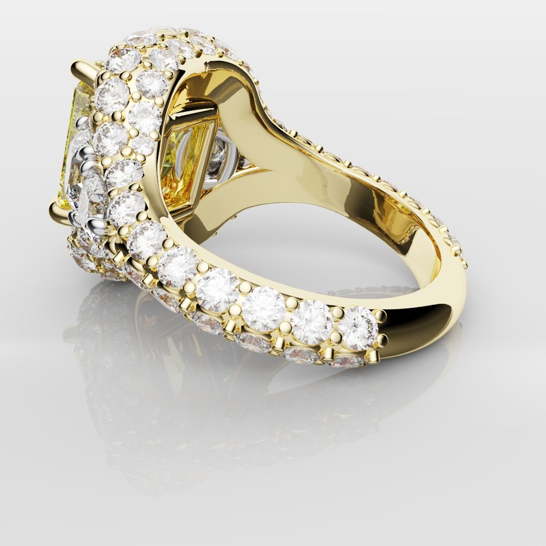 Fancy Intense Yellow Radiant Cut Diamond Ring