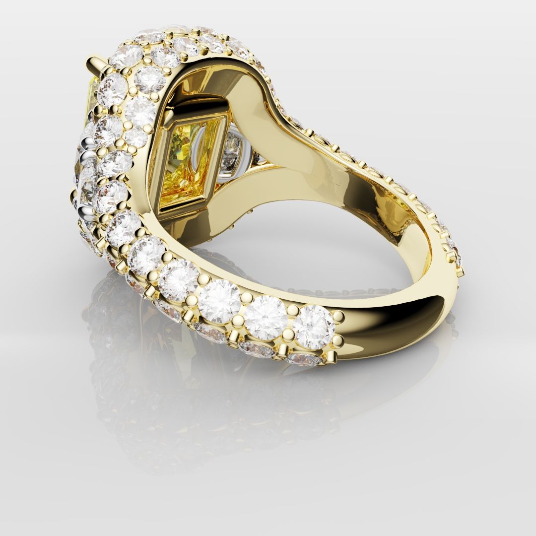 Fancy Intense Yellow Radiant Cut Diamond Ring