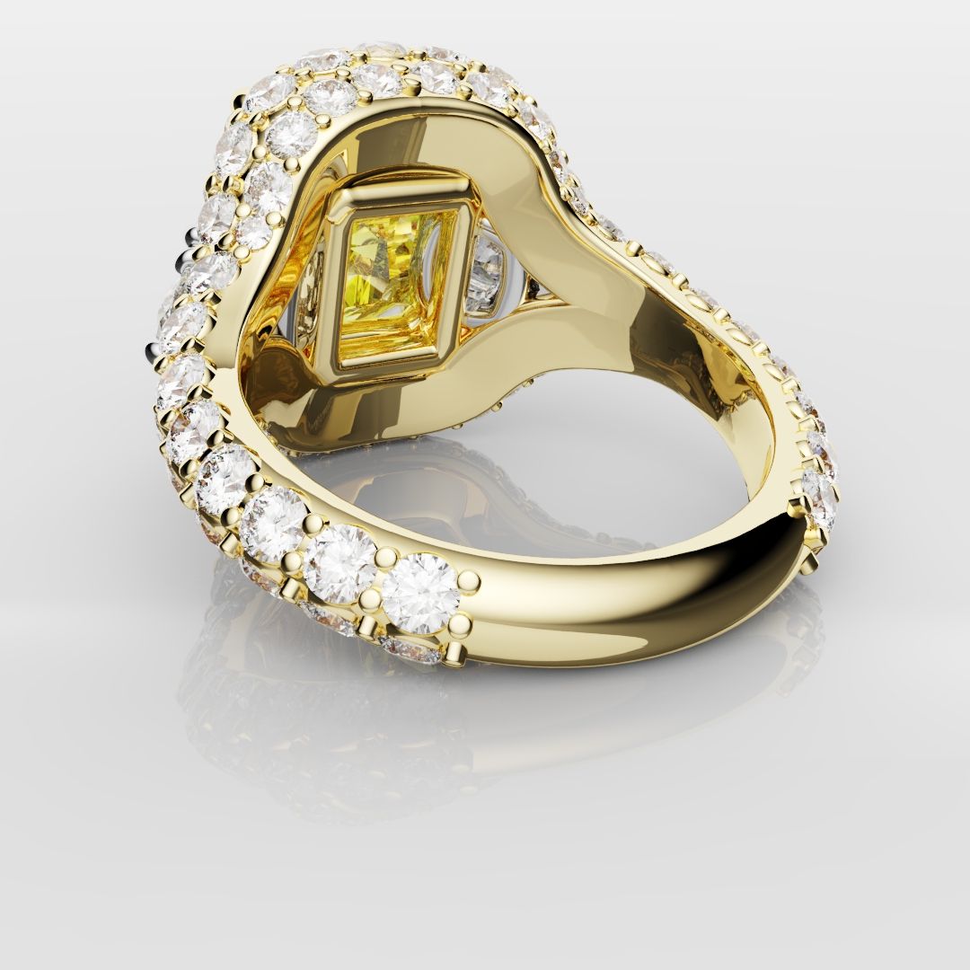 Fancy Intense Yellow Radiant Cut Diamond Ring