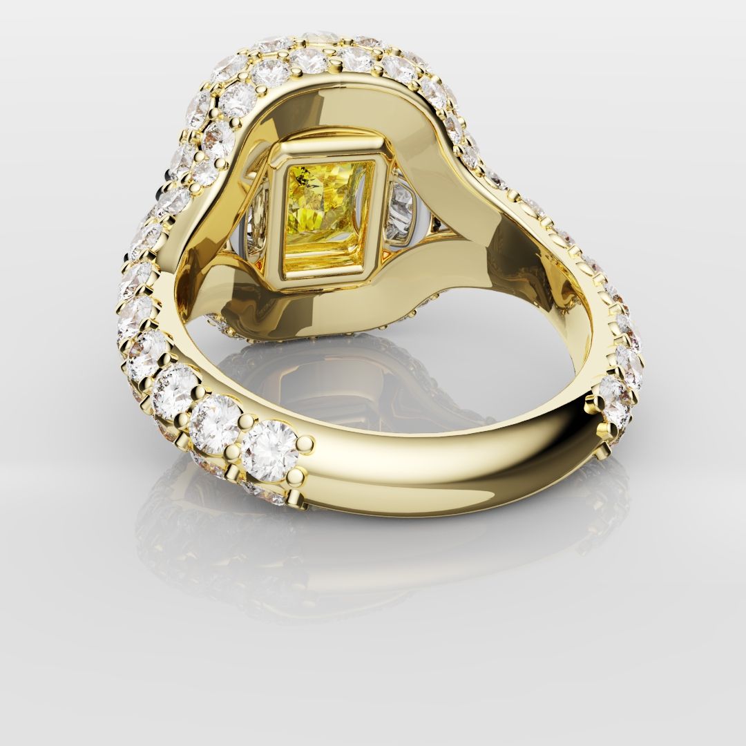 Fancy Intense Yellow Radiant Cut Diamond Ring