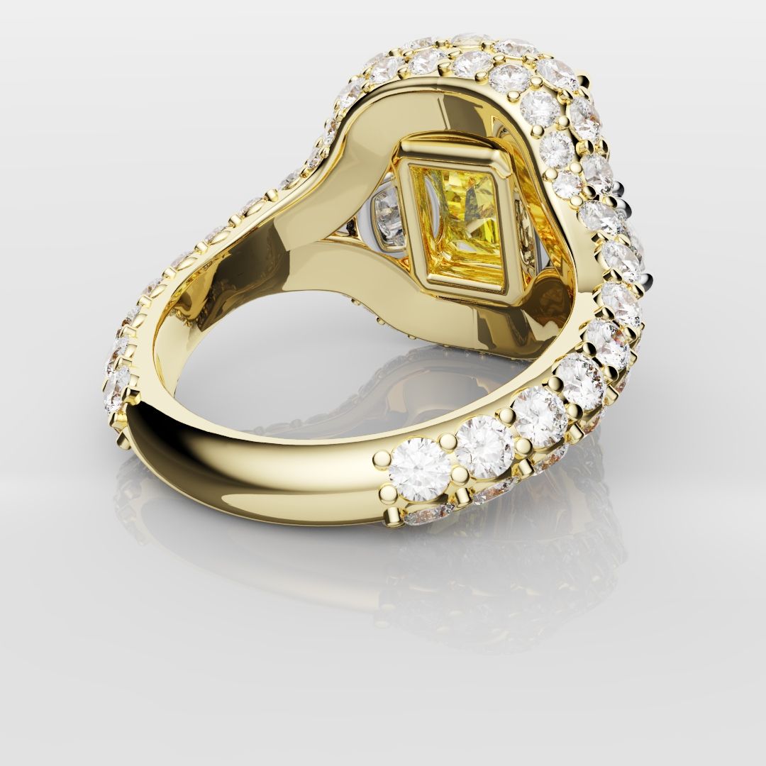Fancy Intense Yellow Radiant Cut Diamond Ring
