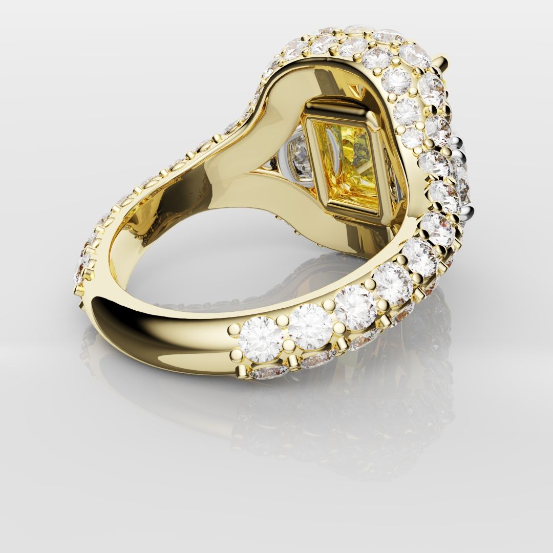 Fancy Intense Yellow Radiant Cut Diamond Ring