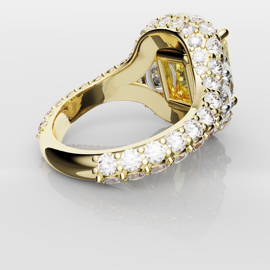 Fancy Intense Yellow Radiant Cut Diamond Ring