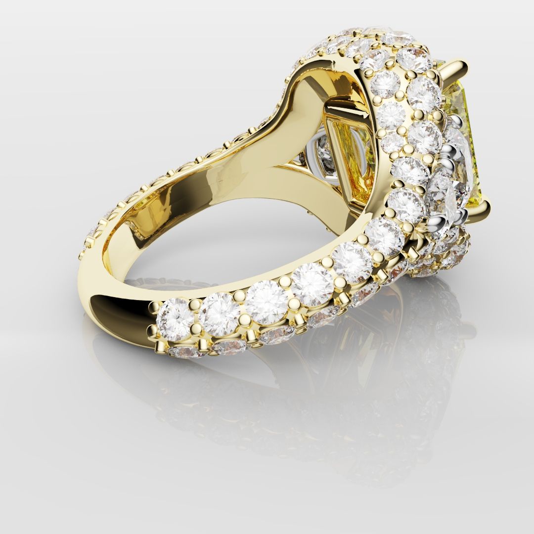 Fancy Intense Yellow Radiant Cut Diamond Ring