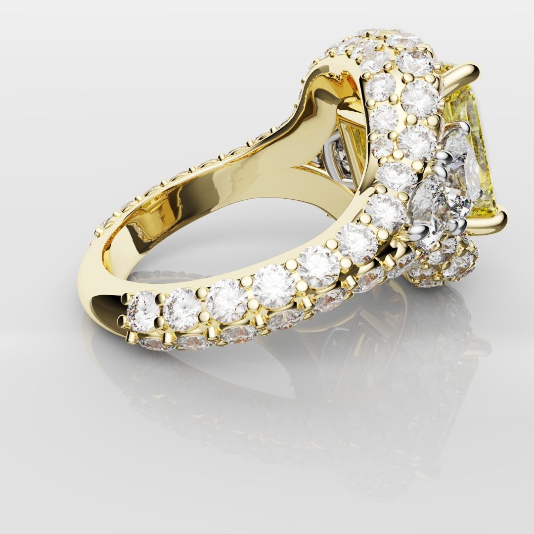 Fancy Intense Yellow Radiant Cut Diamond Ring
