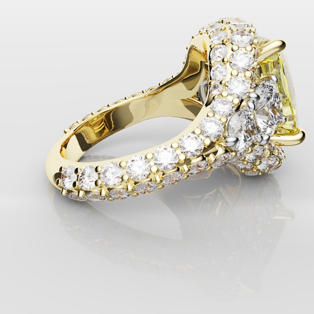 Fancy Intense Yellow Radiant Cut Diamond Ring