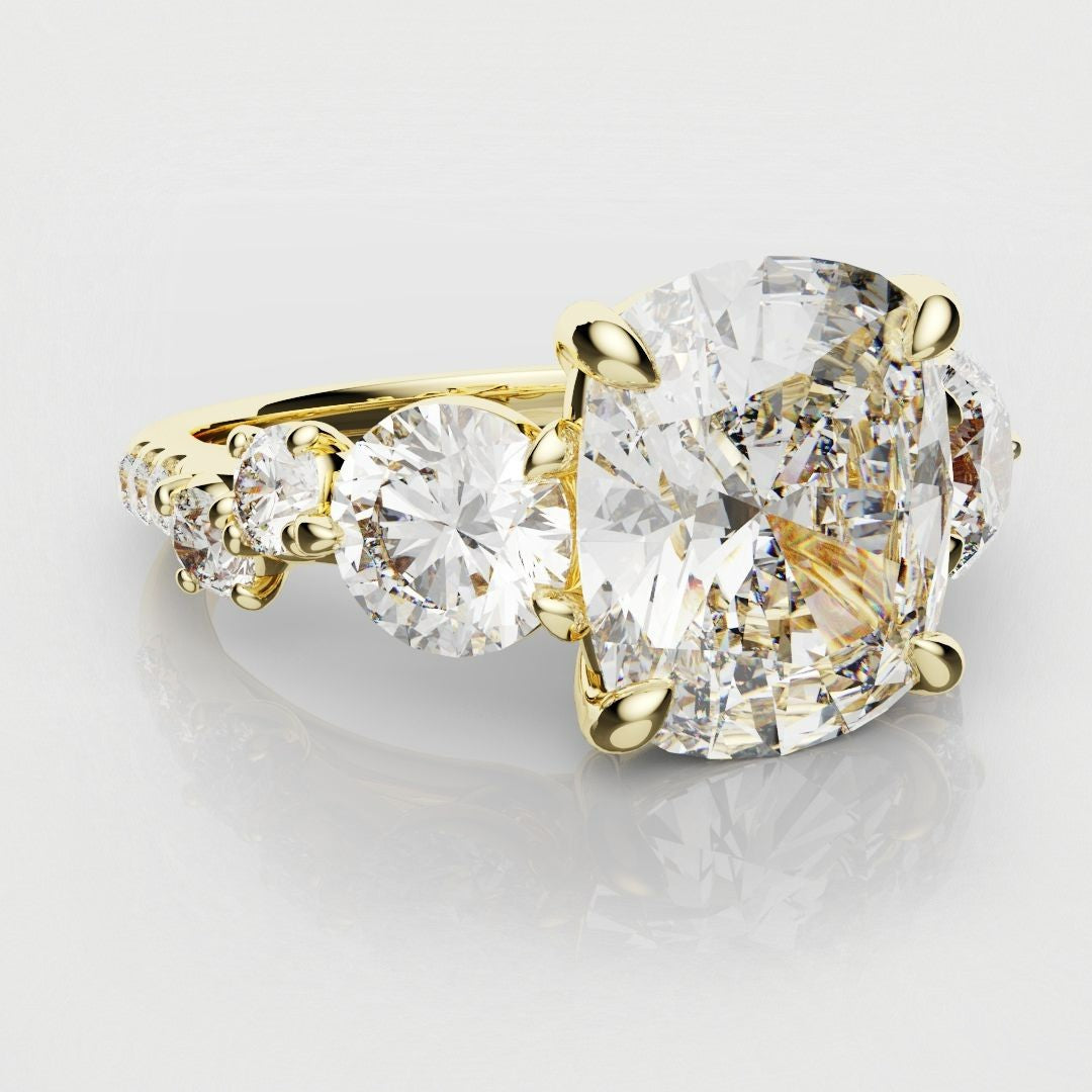 Unique 3ct Cushion Cut DIamond Engagement Ring