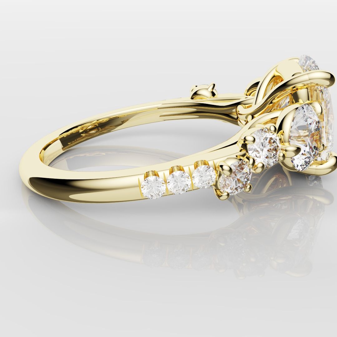 Unique 3ct Cushion Cut DIamond Engagement Ring