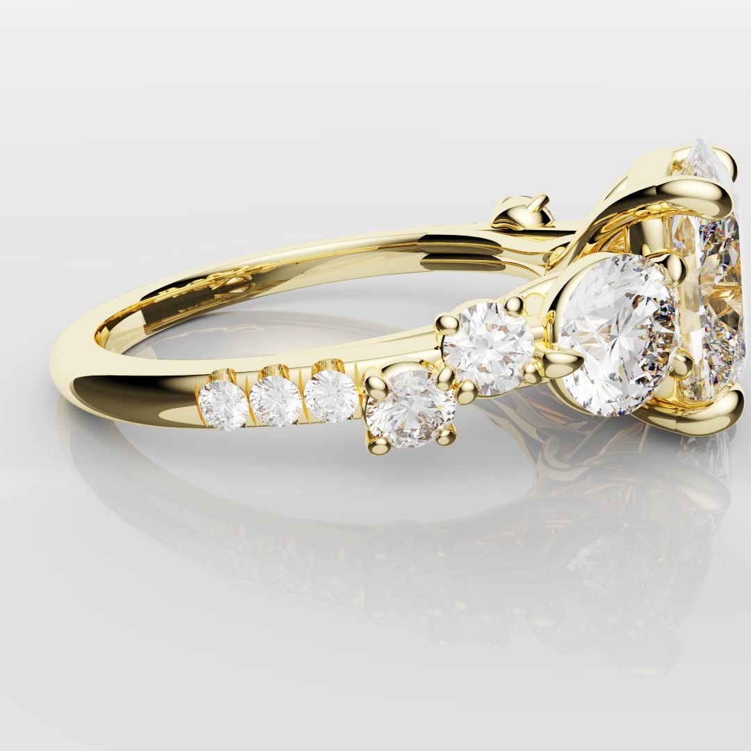 Unique 3ct Cushion Cut DIamond Engagement Ring