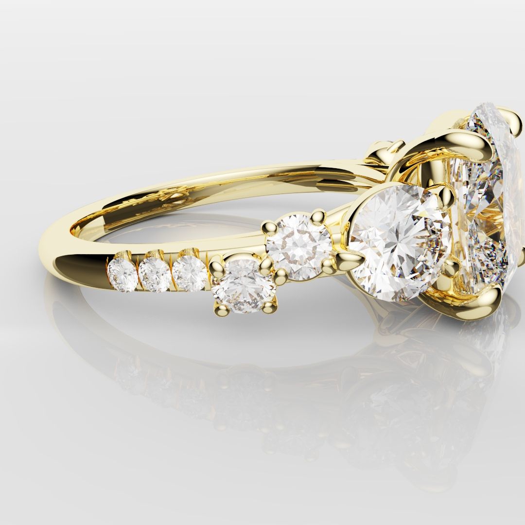 Unique 3ct Cushion Cut DIamond Engagement Ring