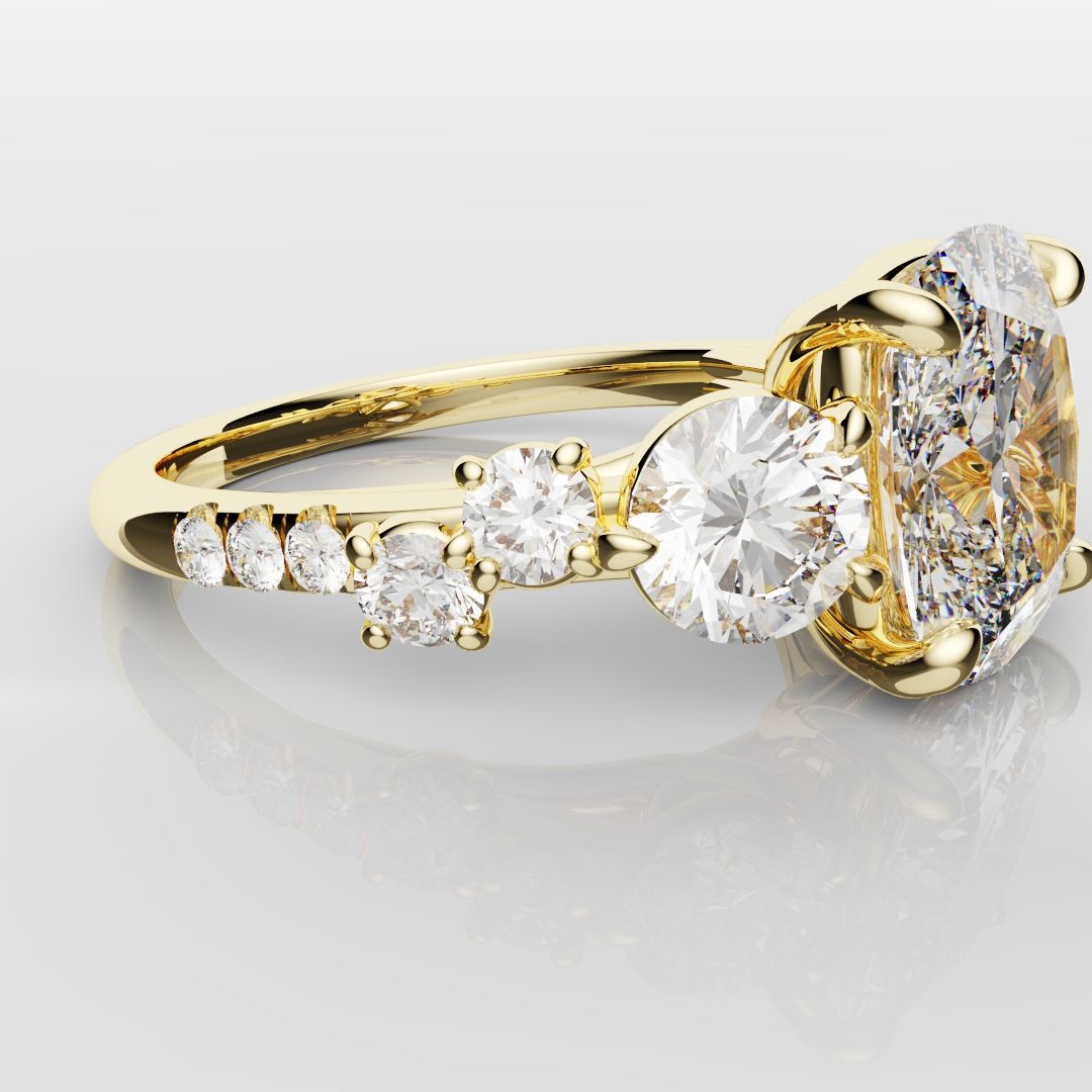 Unique 3ct Cushion Cut DIamond Engagement Ring