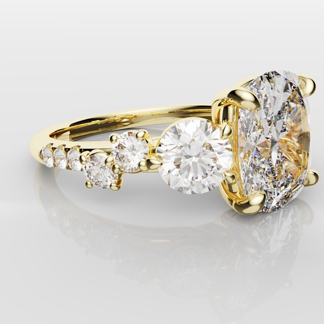 Unique 3ct Cushion Cut DIamond Engagement Ring