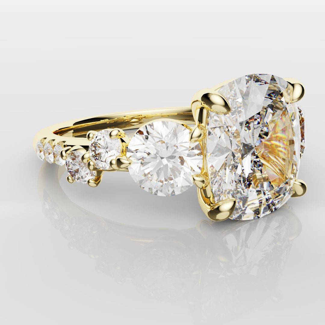 Unique 3ct Cushion Cut DIamond Engagement Ring