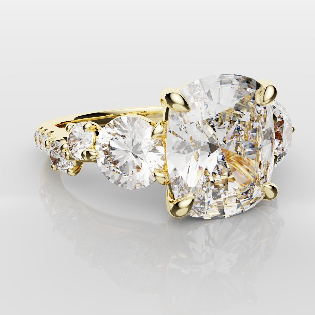 Unique 3ct Cushion Cut DIamond Engagement Ring