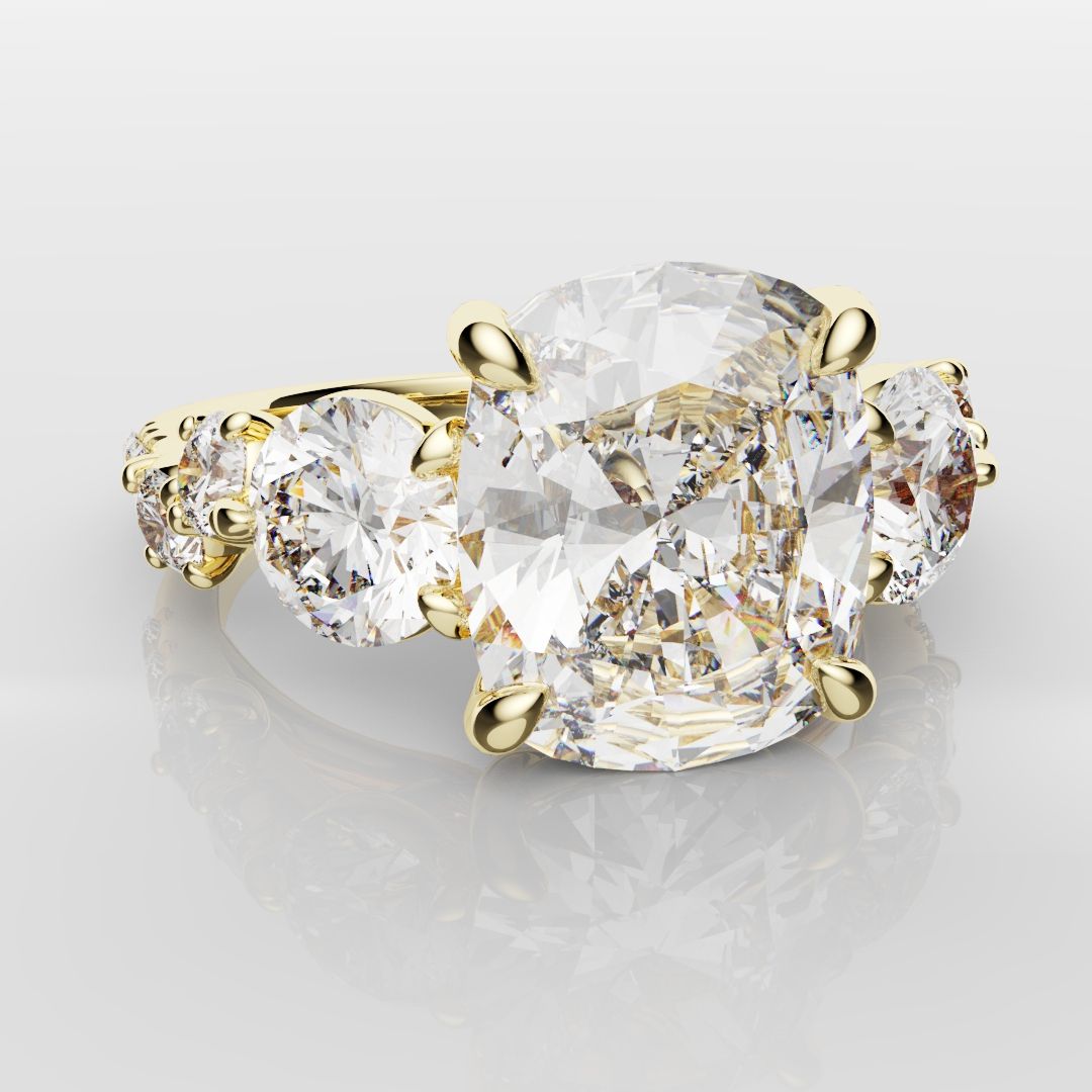 Unique 3ct Cushion Cut DIamond Engagement Ring