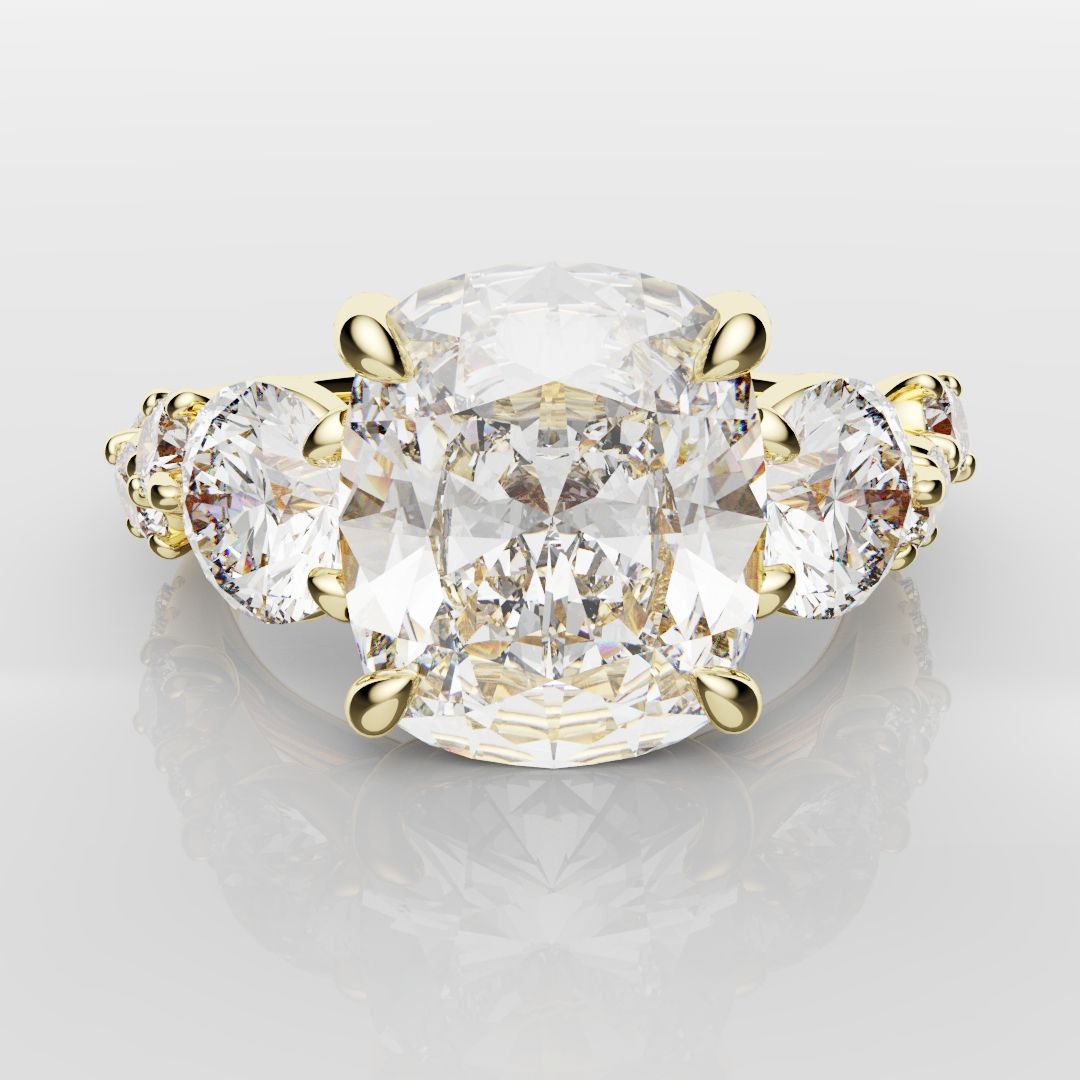 Unique 3ct Cushion Cut DIamond Engagement Ring