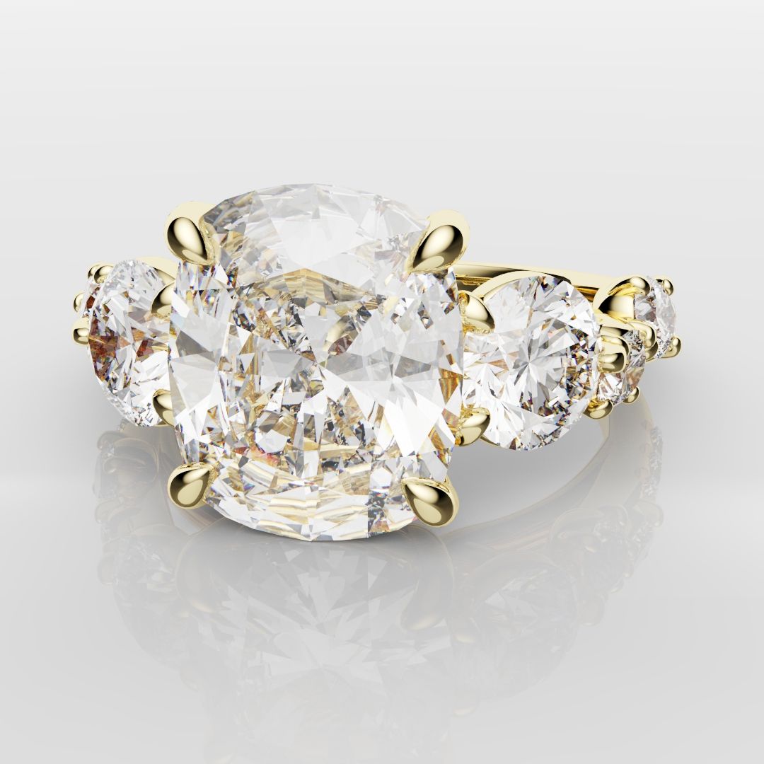 Unique 3ct Cushion Cut DIamond Engagement Ring