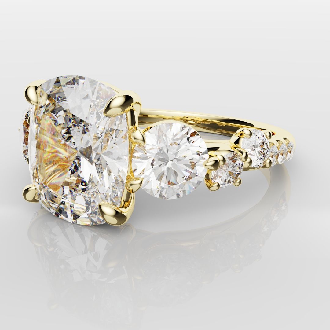 Unique 3ct Cushion Cut DIamond Engagement Ring