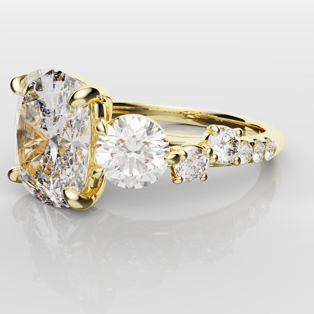 Unique 3ct Cushion Cut DIamond Engagement Ring