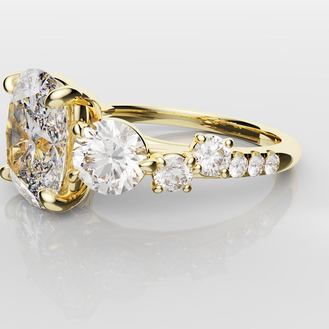 Unique 3ct Cushion Cut DIamond Engagement Ring