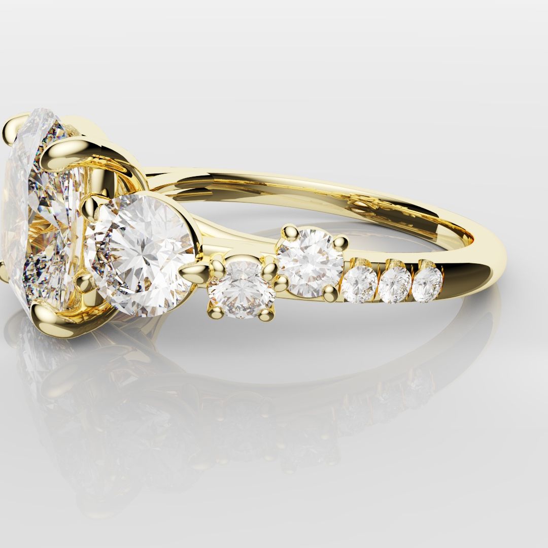 Unique 3ct Cushion Cut DIamond Engagement Ring