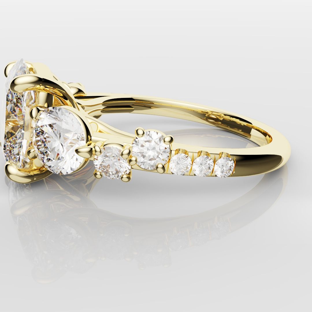 Unique 3ct Cushion Cut DIamond Engagement Ring