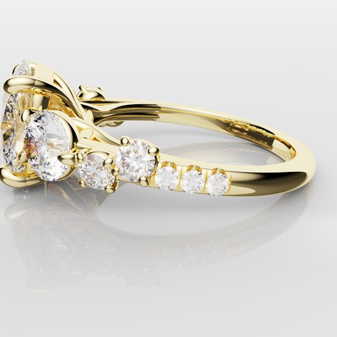 Unique 3ct Cushion Cut DIamond Engagement Ring