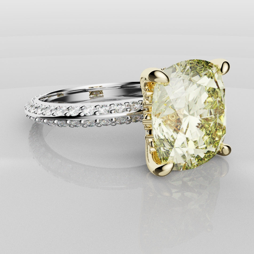 4ct Cushion Cut Fancy Yellow Diamond