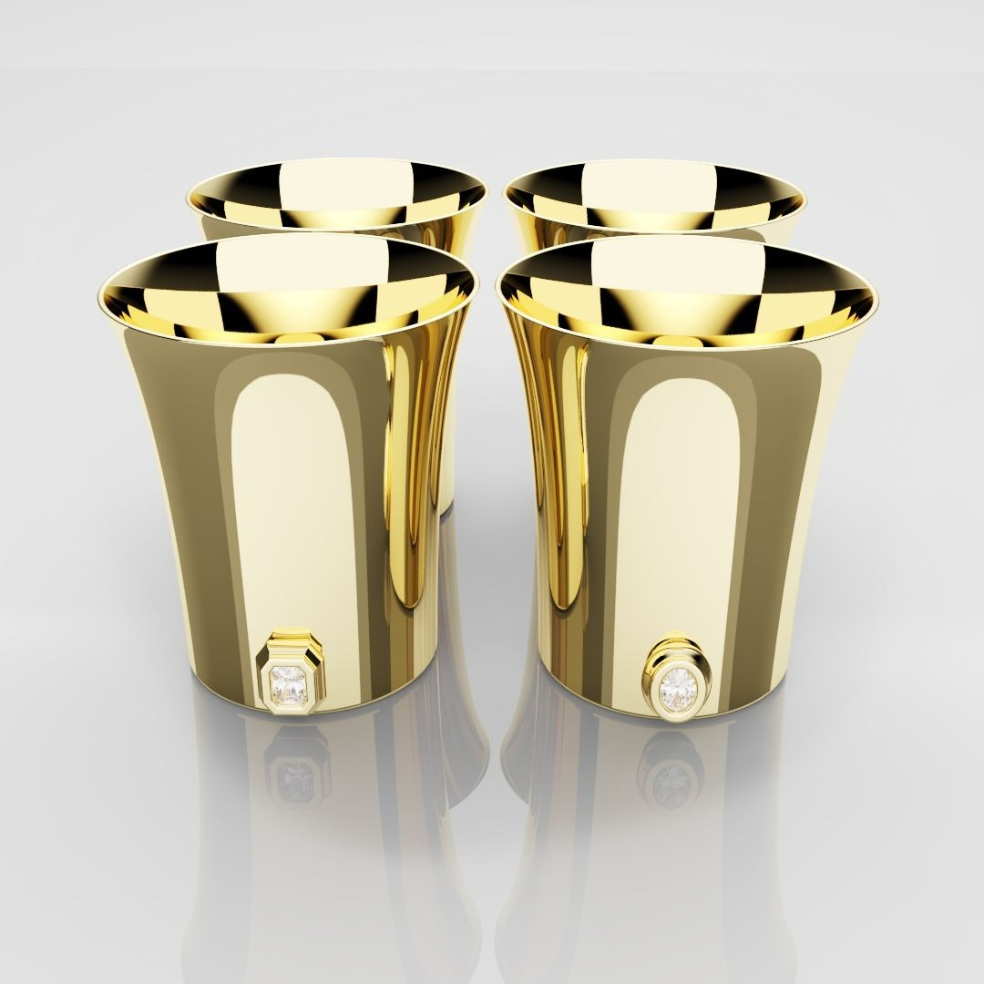 50mm 18ct Yellow Gold Shot Glasses