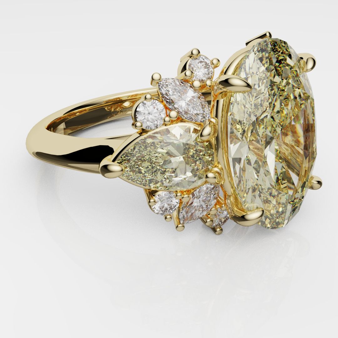 6ct Oval Yellow Diamond Engagement Ring
