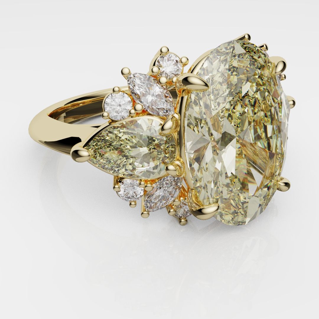 6ct Oval Yellow Diamond Engagement Ring