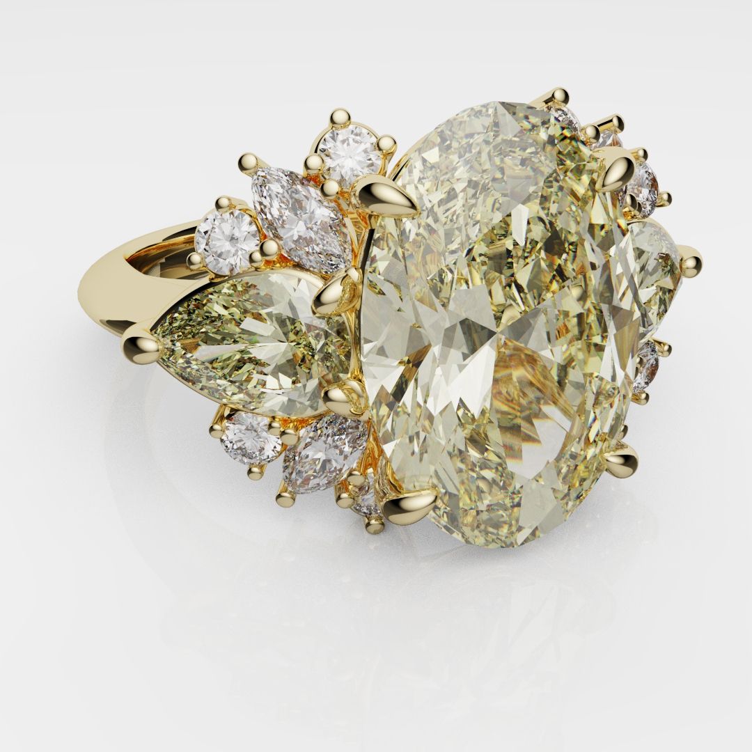 6ct Oval Yellow Diamond Engagement Ring