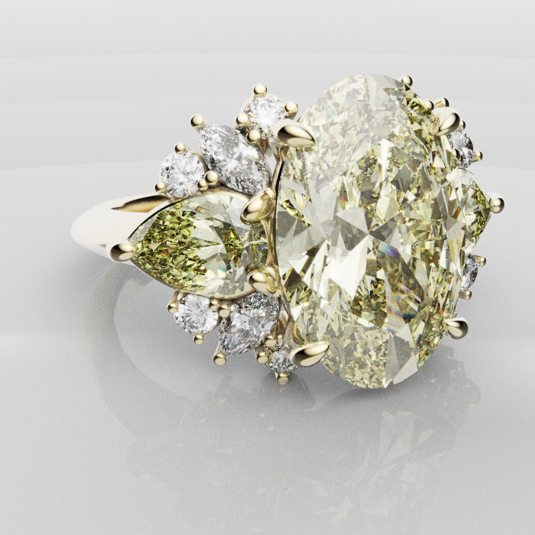 6ct Oval Yellow Diamond Engagement Ring