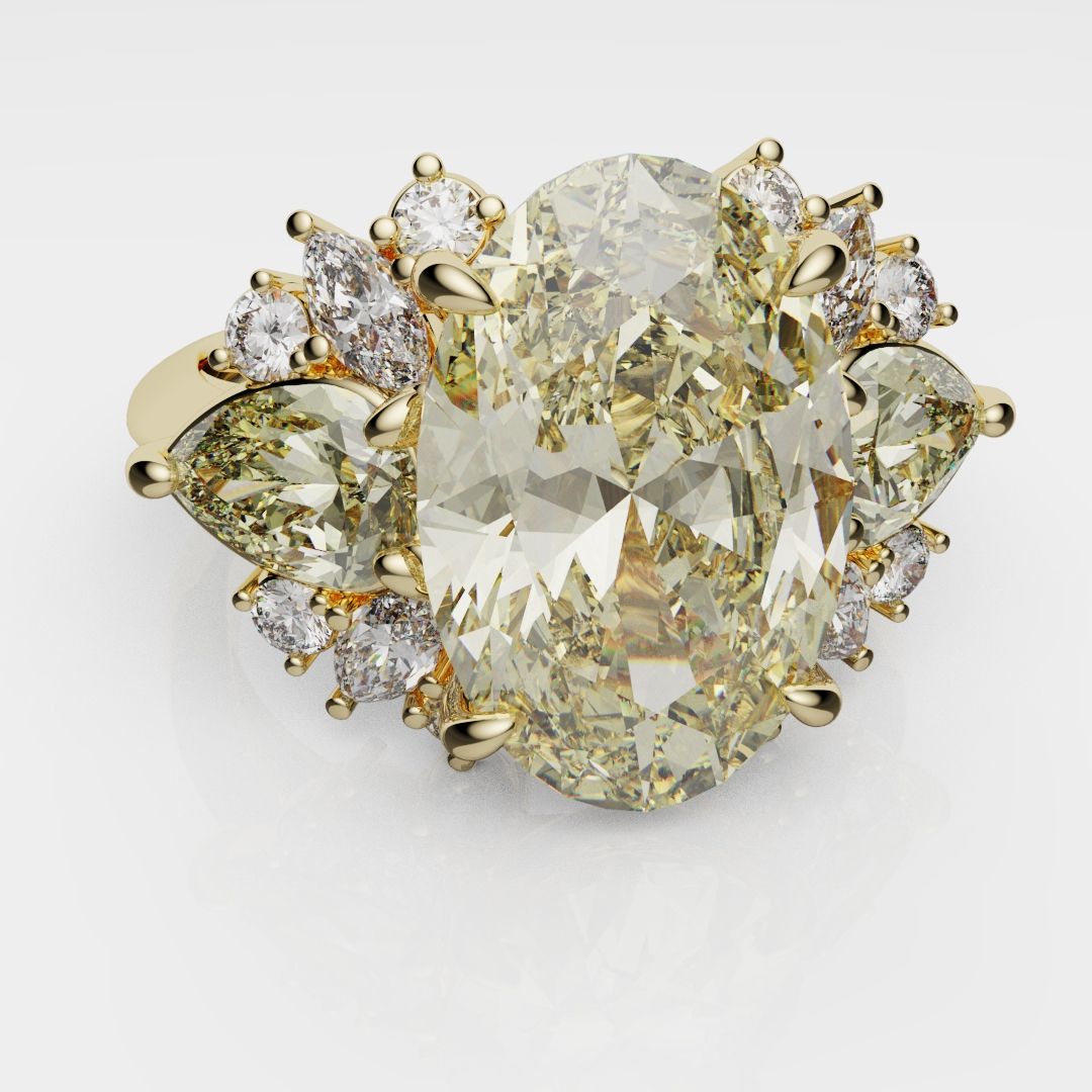 6ct Oval Yellow Diamond Engagement Ring