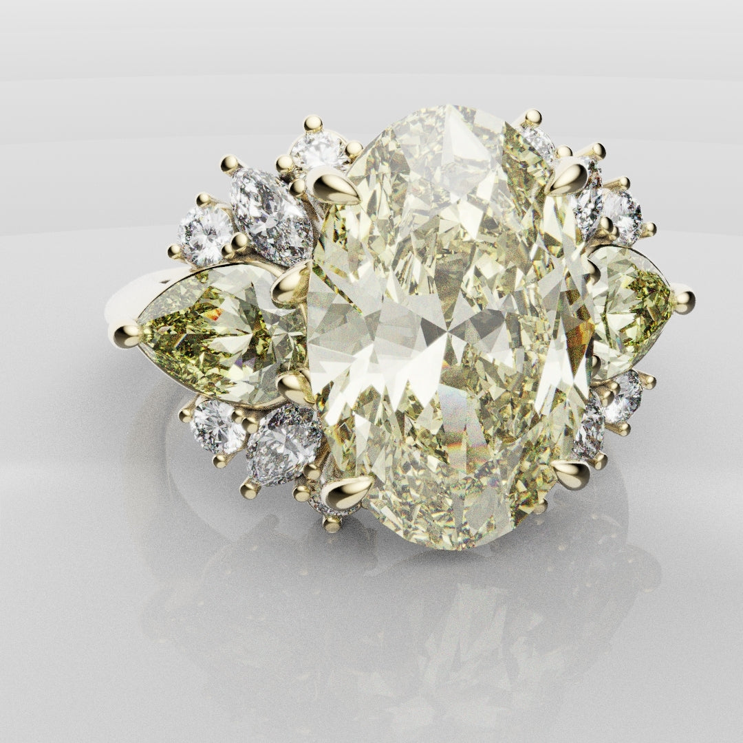 6ct Oval Yellow Diamond Engagement Ring