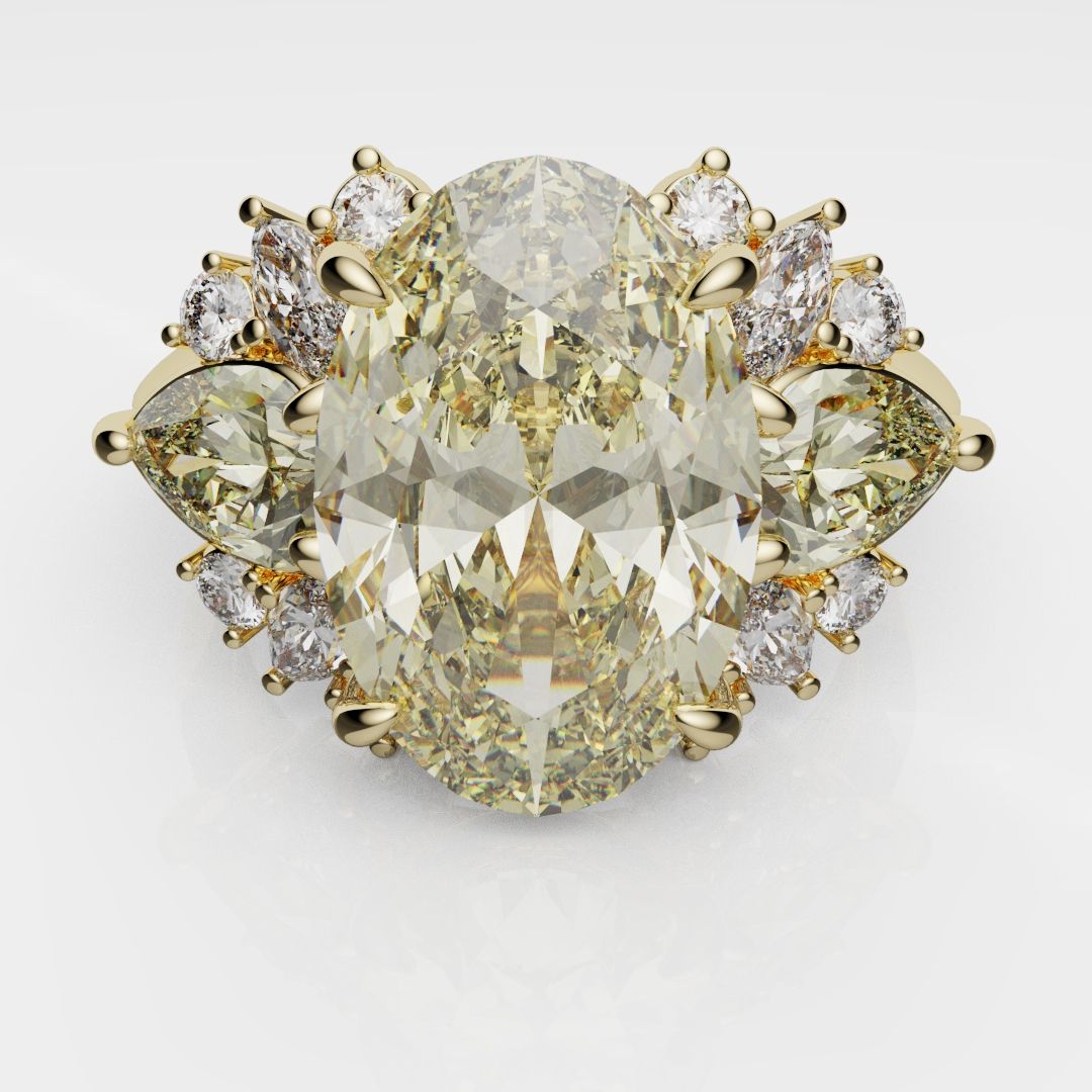 6ct Oval Yellow Diamond Engagement Ring