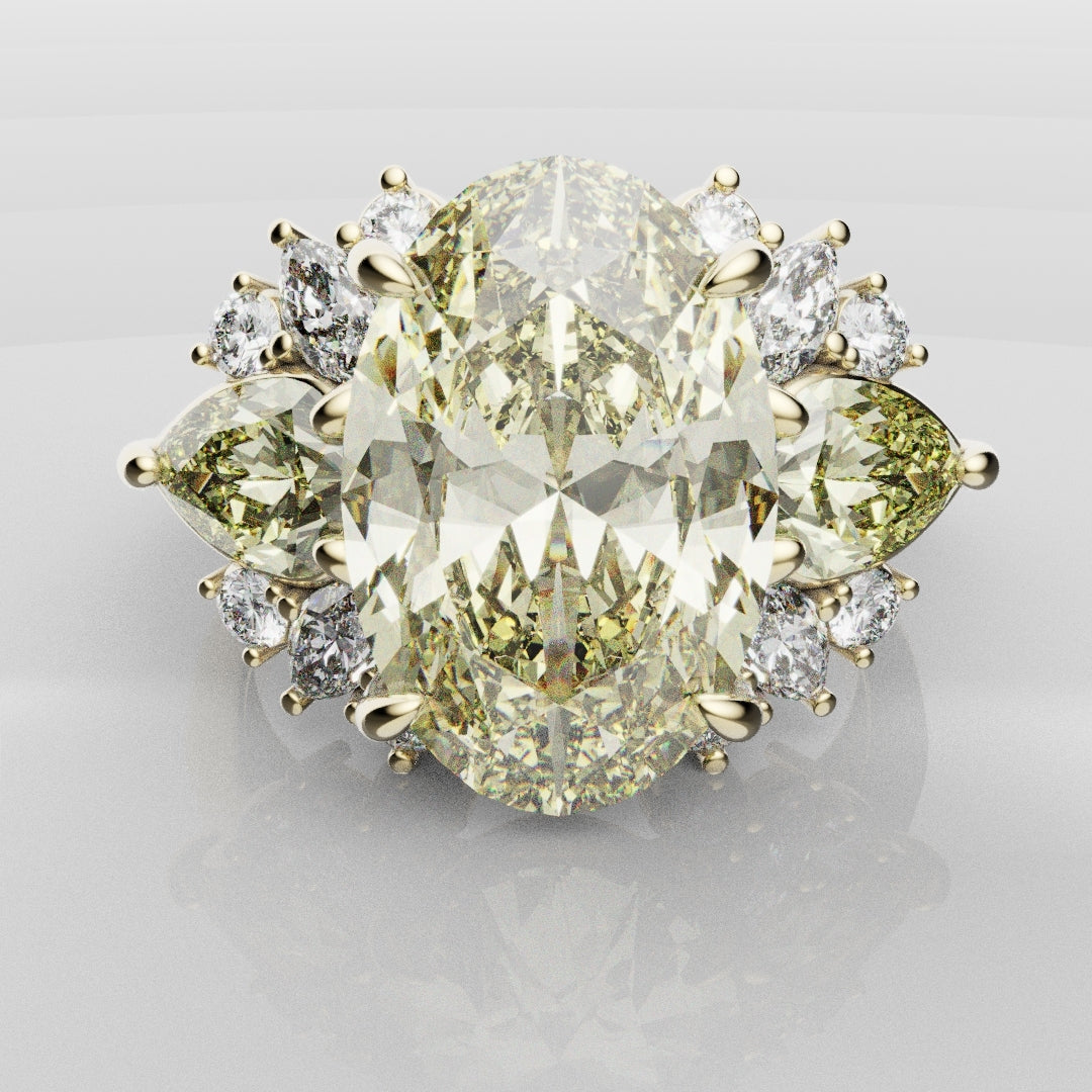 6ct Oval Yellow Diamond Engagement Ring