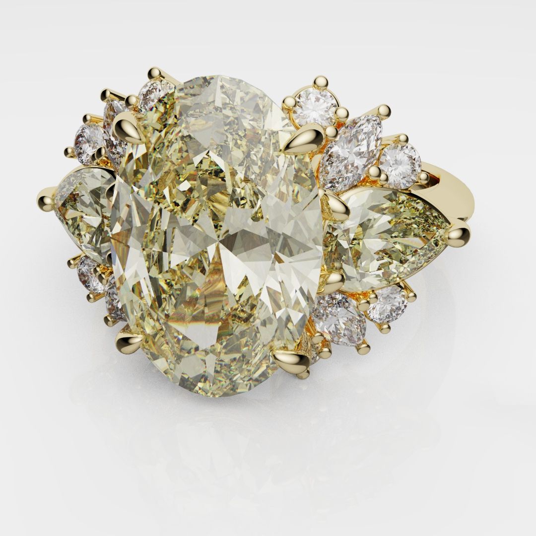 6ct Oval Yellow Diamond Engagement Ring