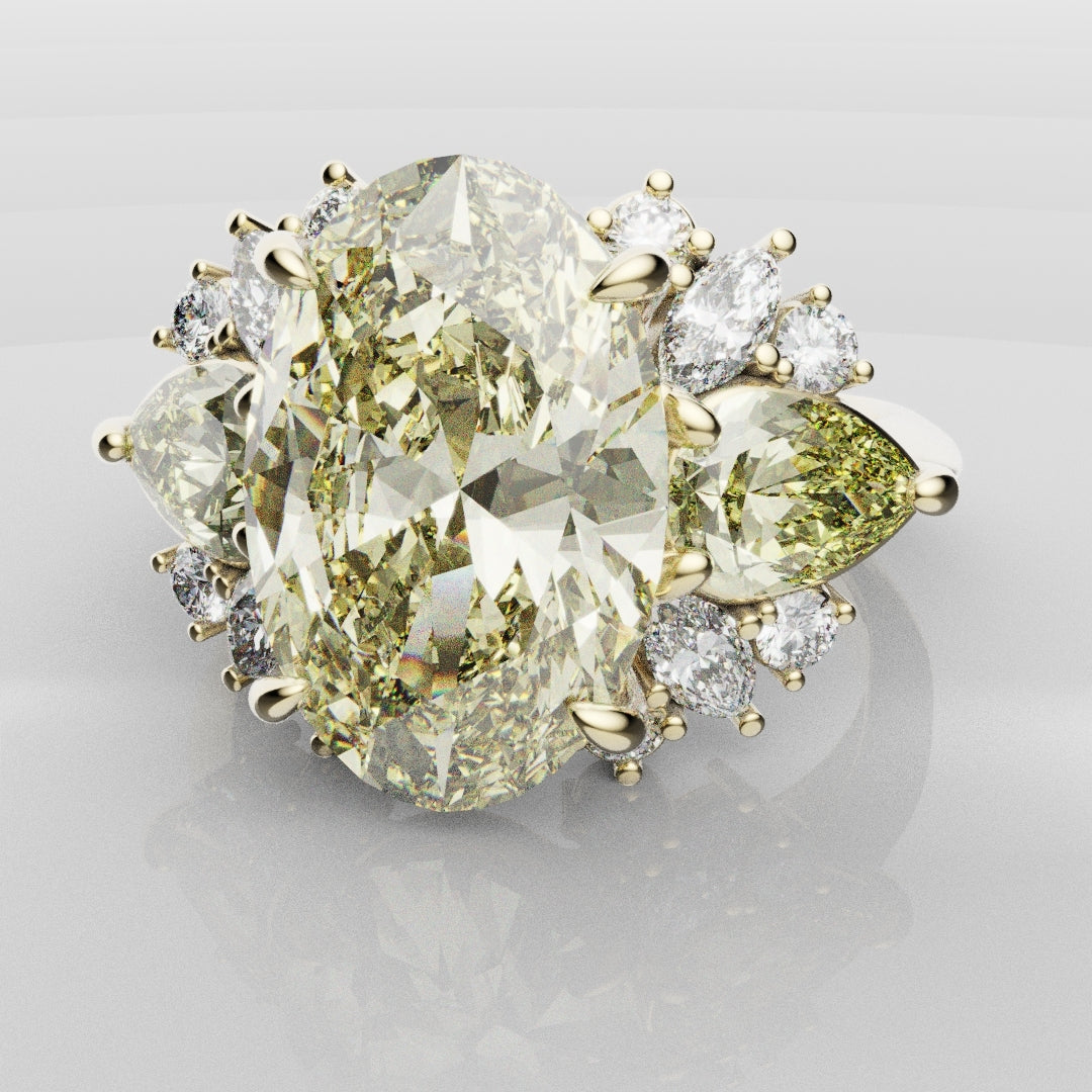 6ct Oval Yellow Diamond Engagement Ring