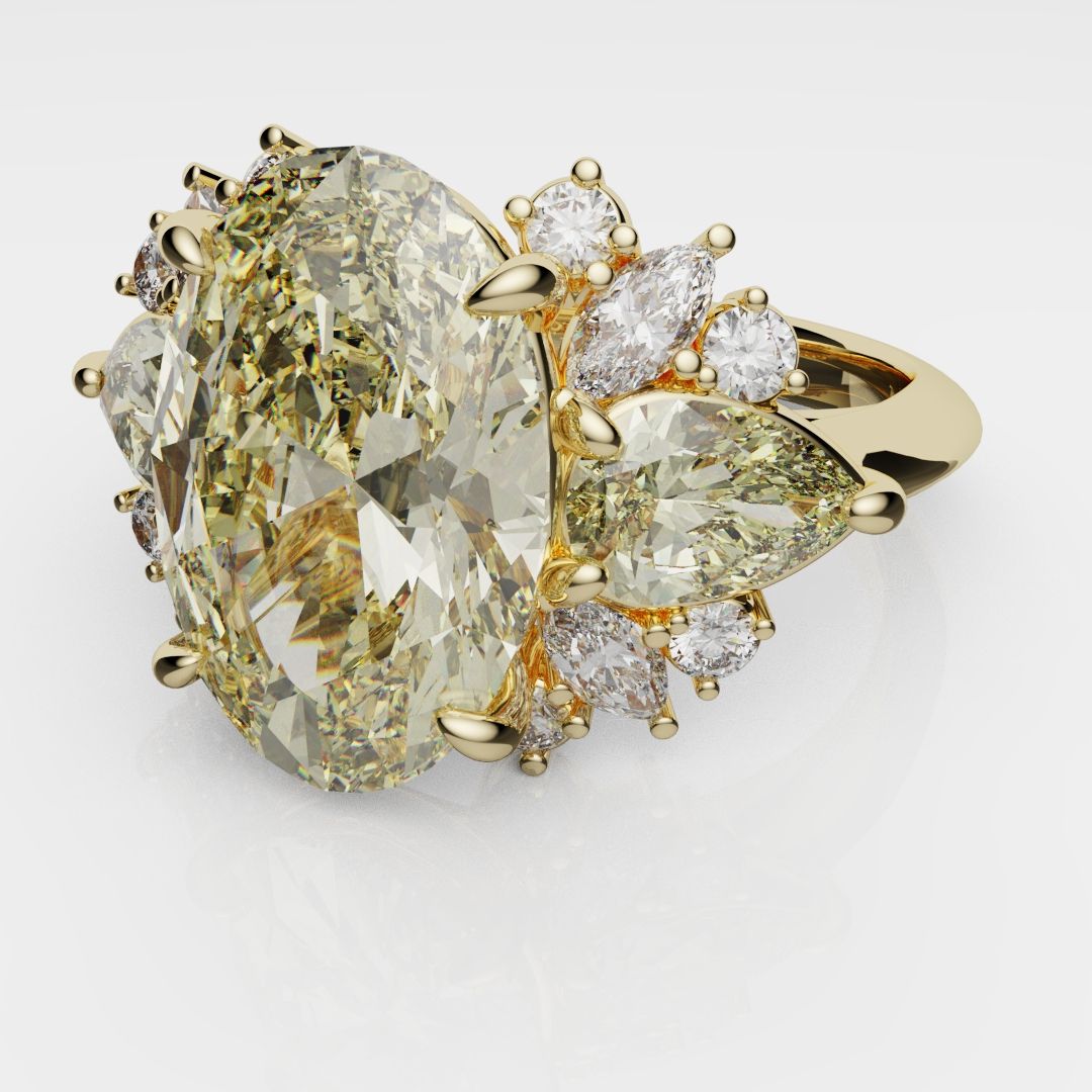 6ct Oval Yellow Diamond Engagement Ring